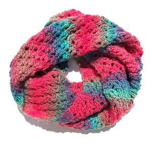 Hand Crochet Neck Scarf Rainbow Pride Rainbow Sherbet Boho.